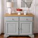 Buffet compacte  réenchantée en vert de gris, plateau bois.