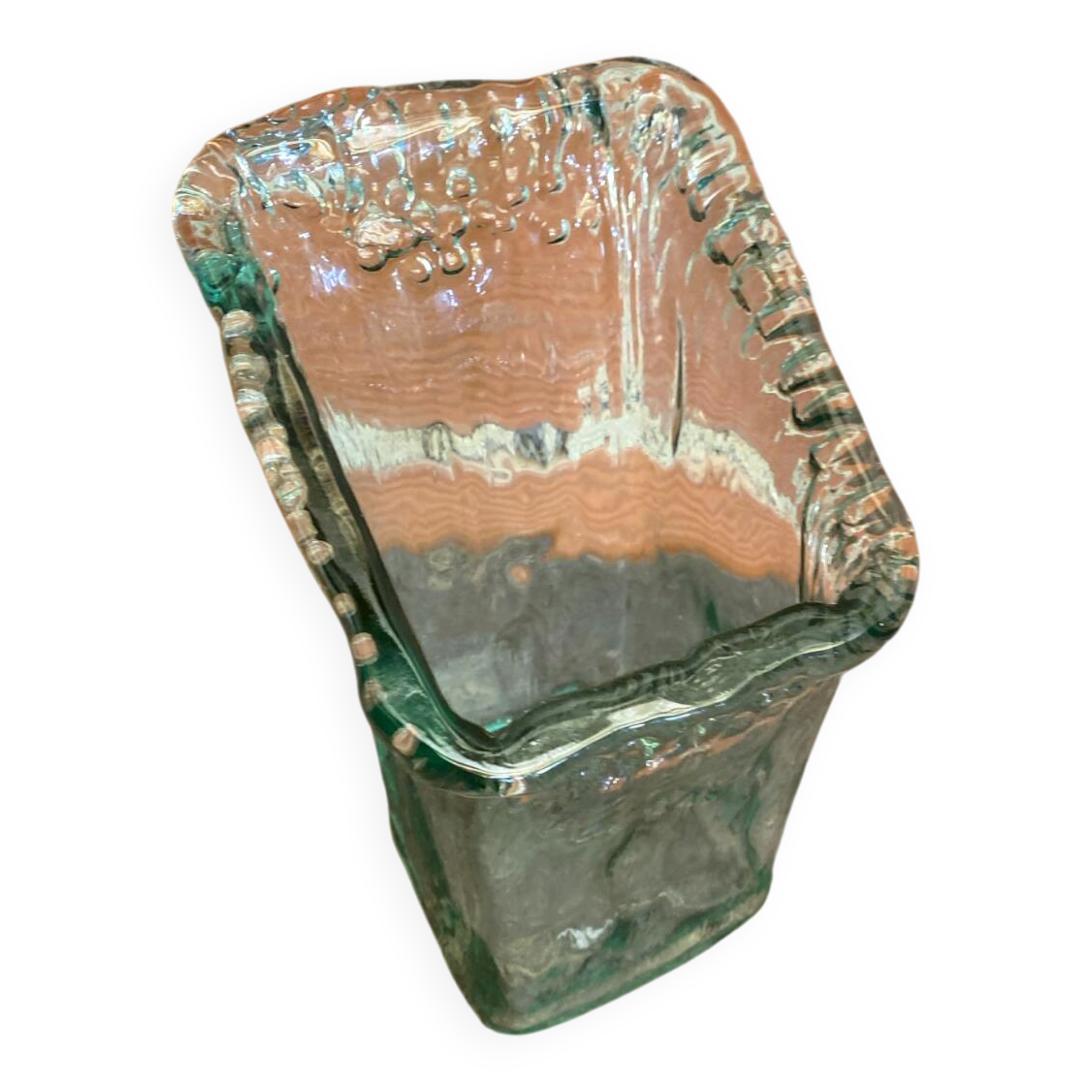 Vintage Bubble Glass Cascade Design Vase #C868