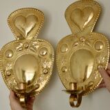 Paire d'appliques suédoises en laiton du milieu du siècle par S. Fong