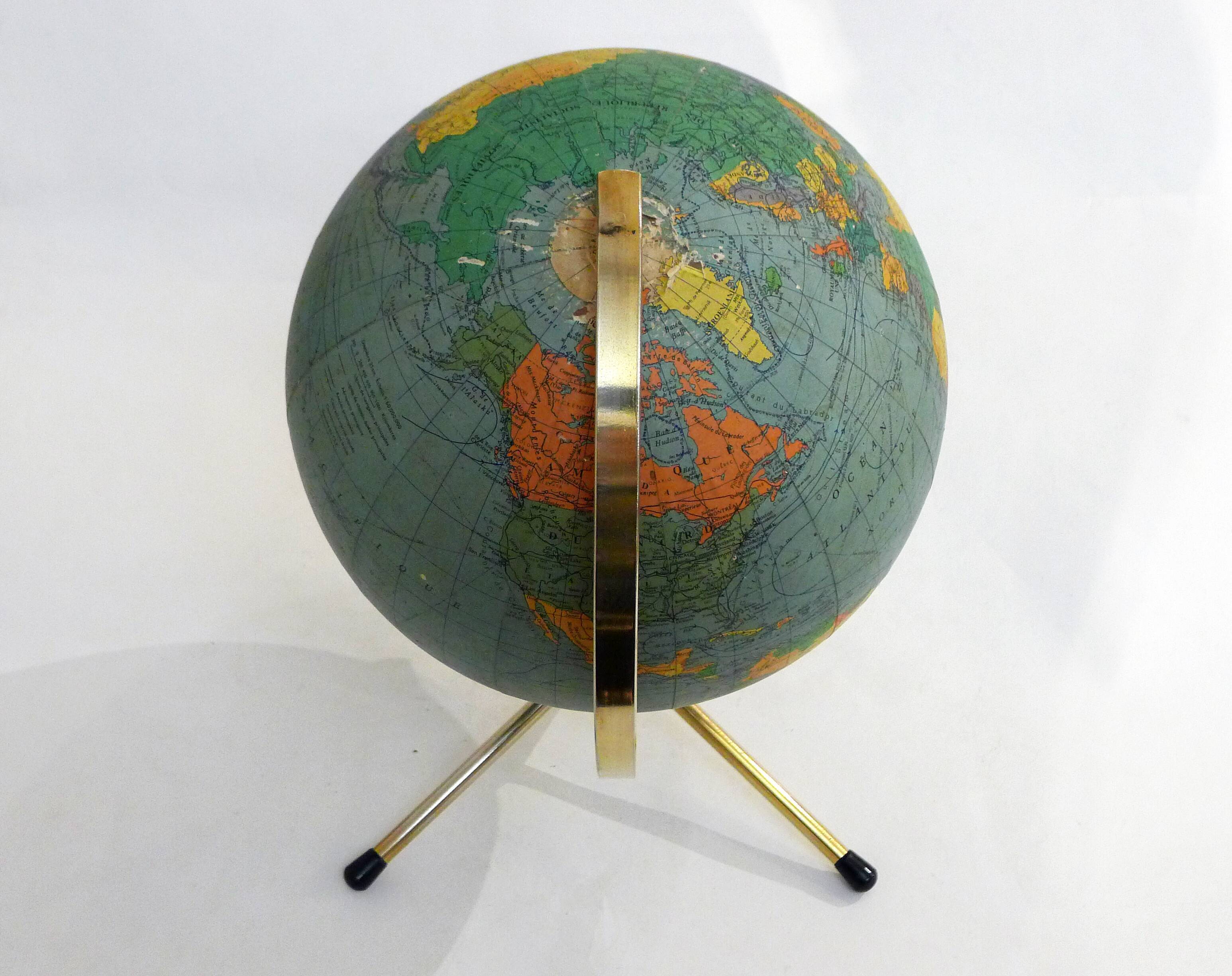 Tripod terrestrial globe 1960'