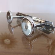 Wall coat rack with 2 hooks in chrome-plated brass from the 40s and 50s