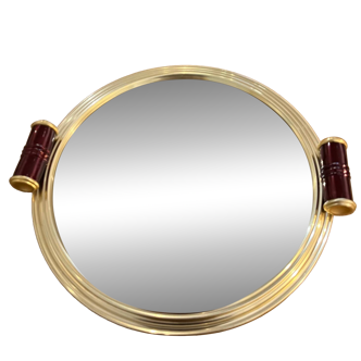 Golden mirror plateau Art Deco diameter 34cm