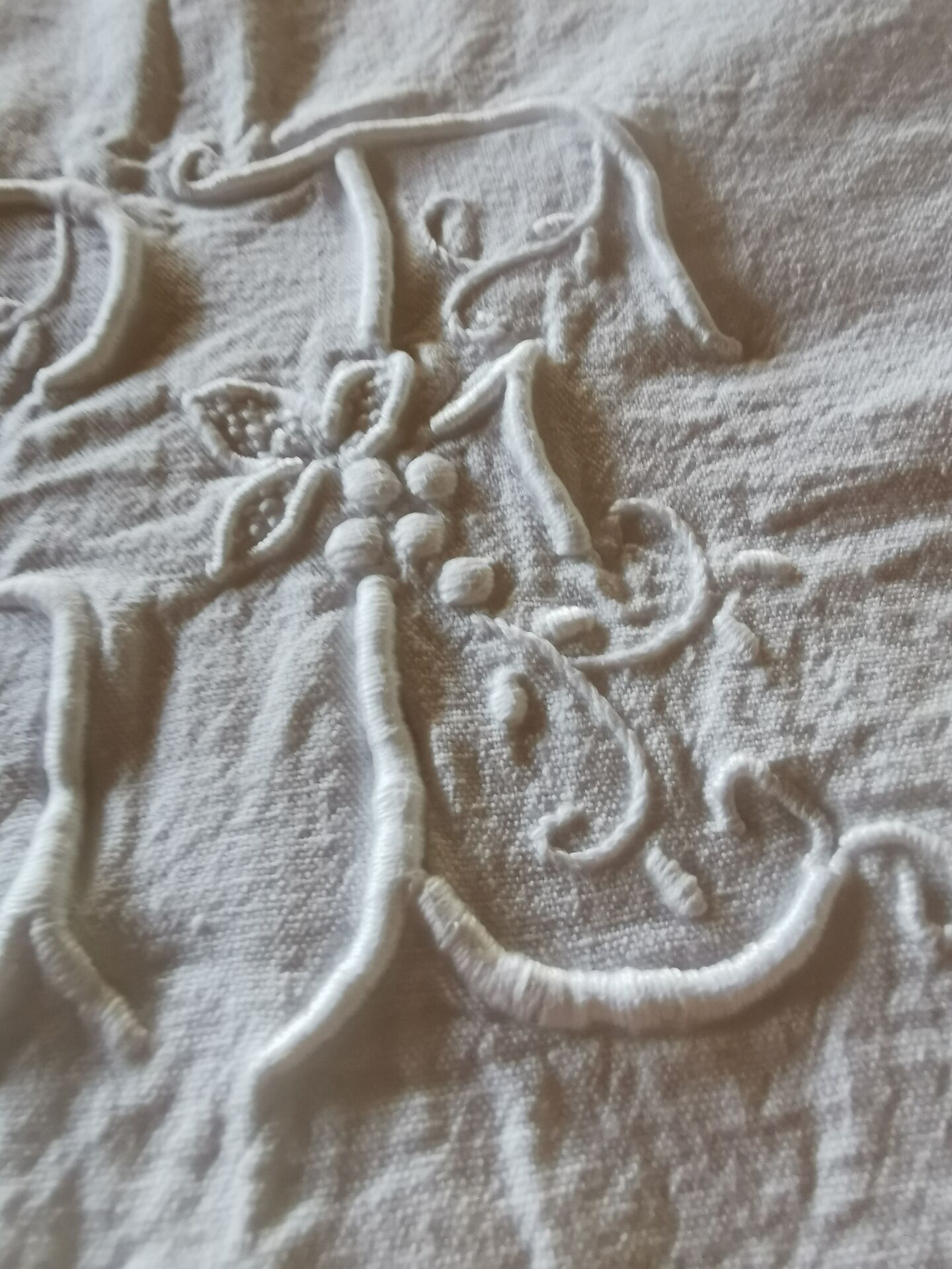 Antique monogrammed fabric