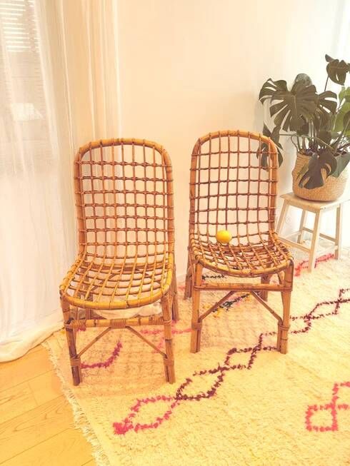 Vintage rattan chair pair "Alice"
