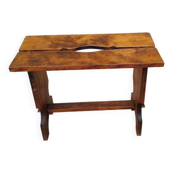 Grand tabouret bois massif vintage brutaliste ferme