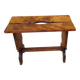 Large vintage solid wood brutalist farmhouse stool