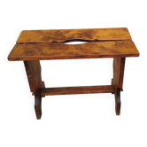 Large vintage solid wood brutalist farmhouse stool
