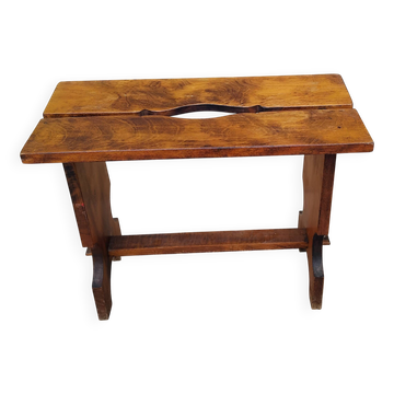 Large vintage solid wood brutalist farmhouse stool