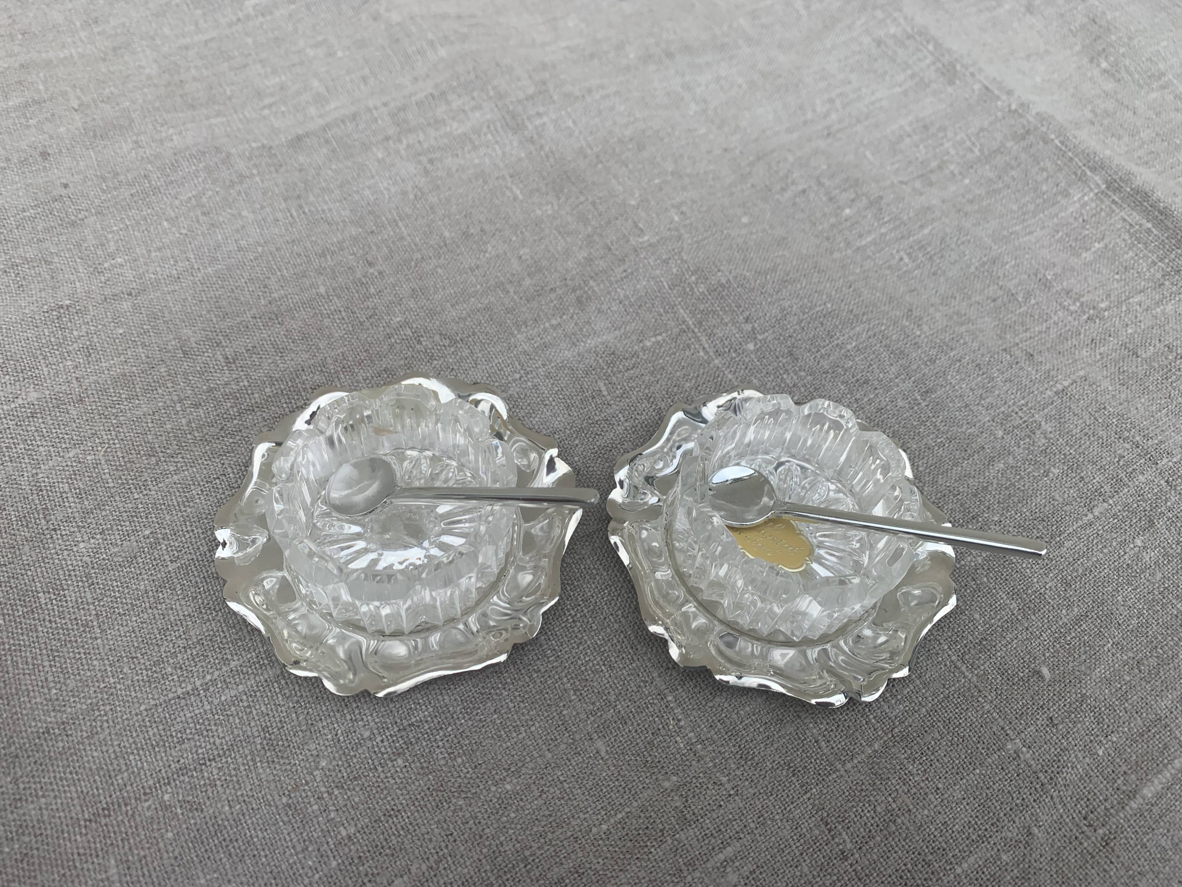 Crystal and silver metal saleron vintage 1950