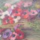 Still life painting, bouquet of flowers, oil on wood by Lillie Honnorat