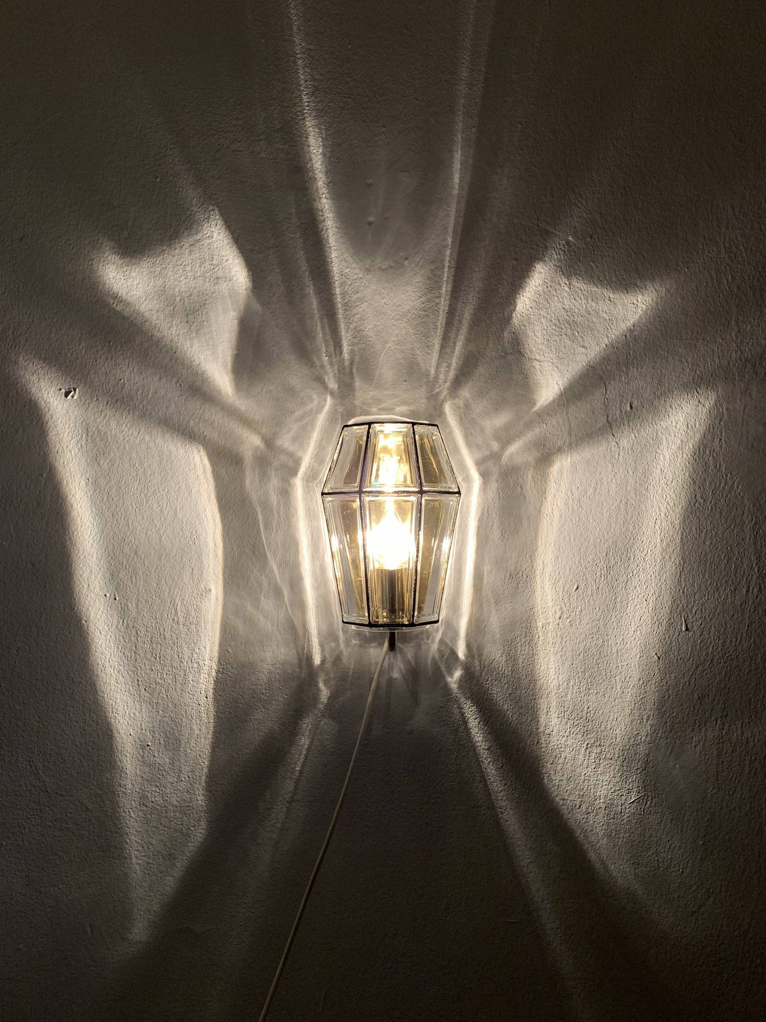 Set of 2 Glass Wall Lamps by Glashütte Limburg