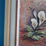"Oil on Norwegian canvas from the mid-century 'Peace Plant' by Arvid Nilsson (1913-1976) - framed"