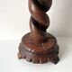 50s turned wooden pedestal ashtray, vintage rustic ashtray