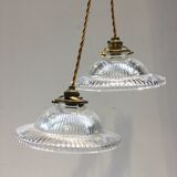 Pair of holophanous glass suspensions