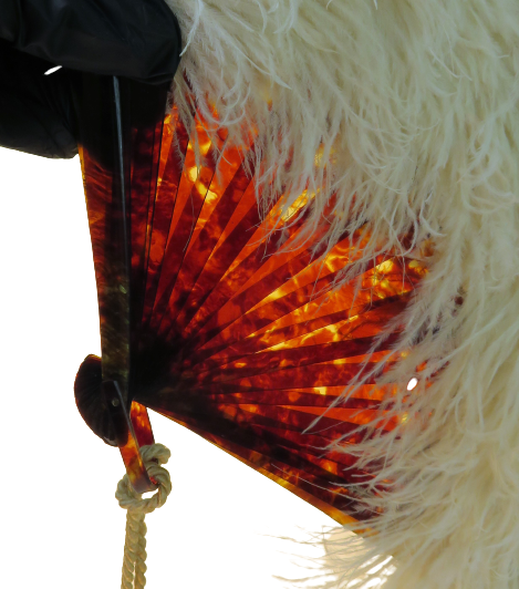 Large EVENTAIL in ostrich feather and scaled frame, nineteenth