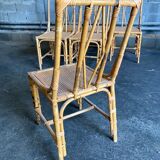 Set of 6 rattan chairs with cannate seats