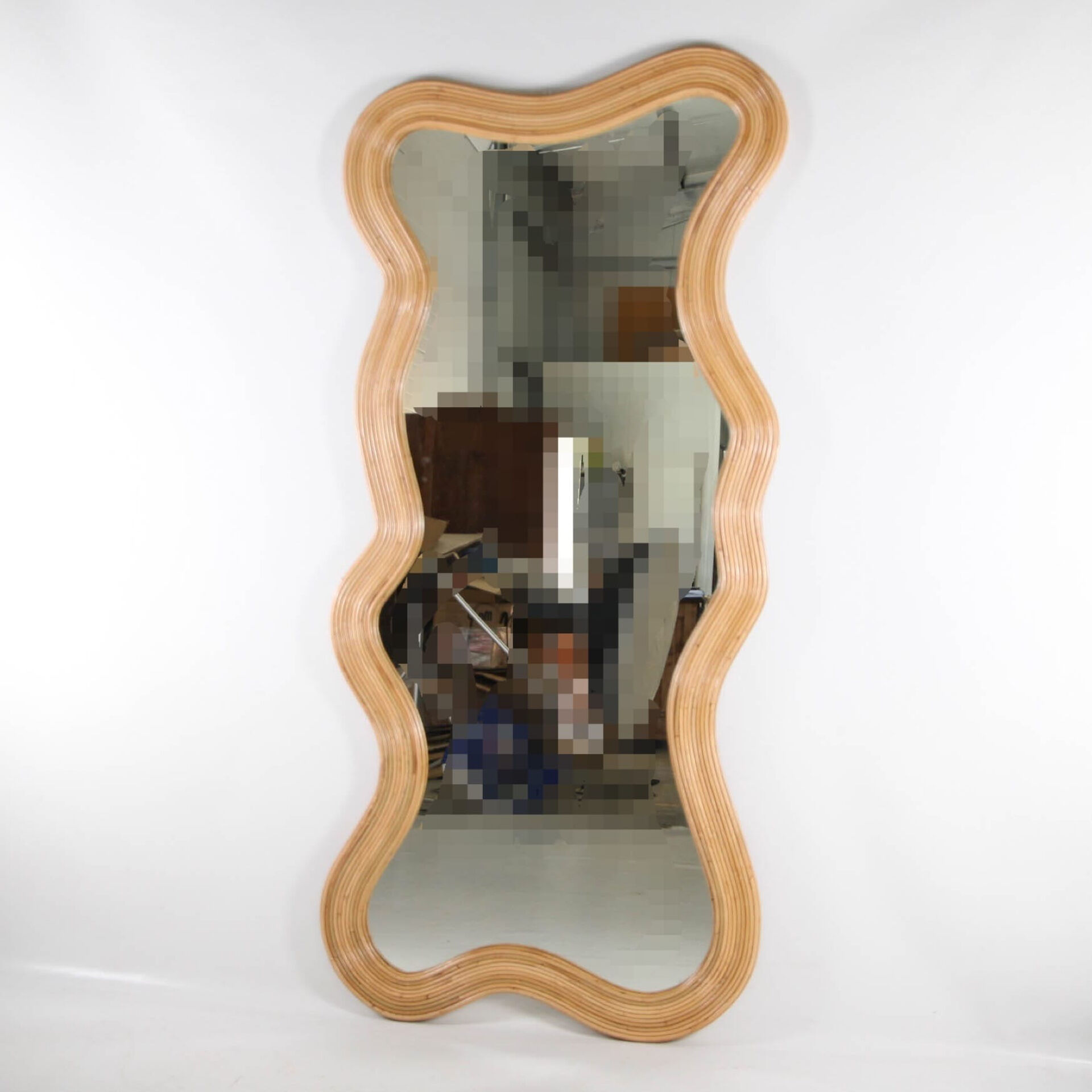 Large "waves" rattan mirror