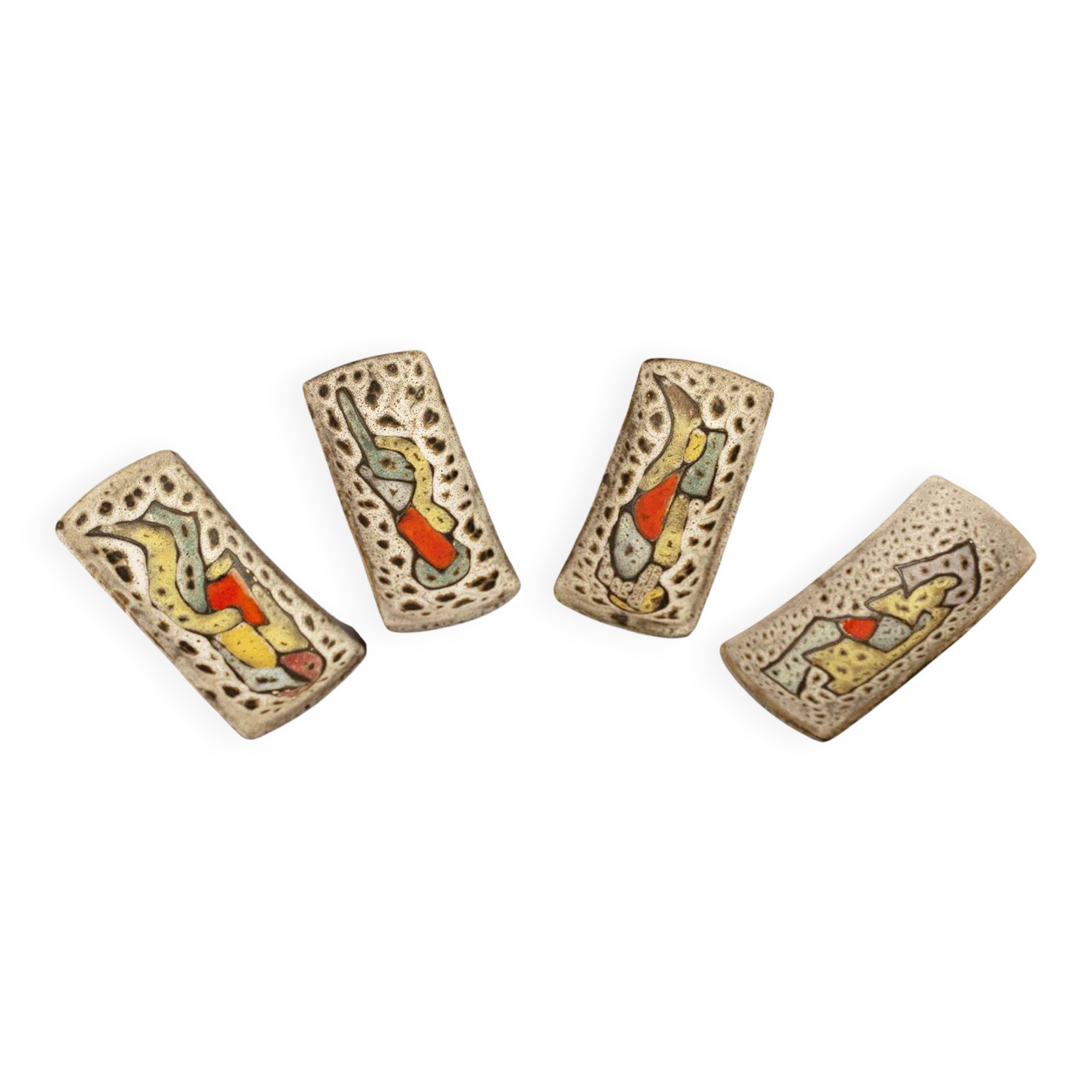 4 ceramic fat lava bowls by Marius Bessone – Vallauris – Mid-century