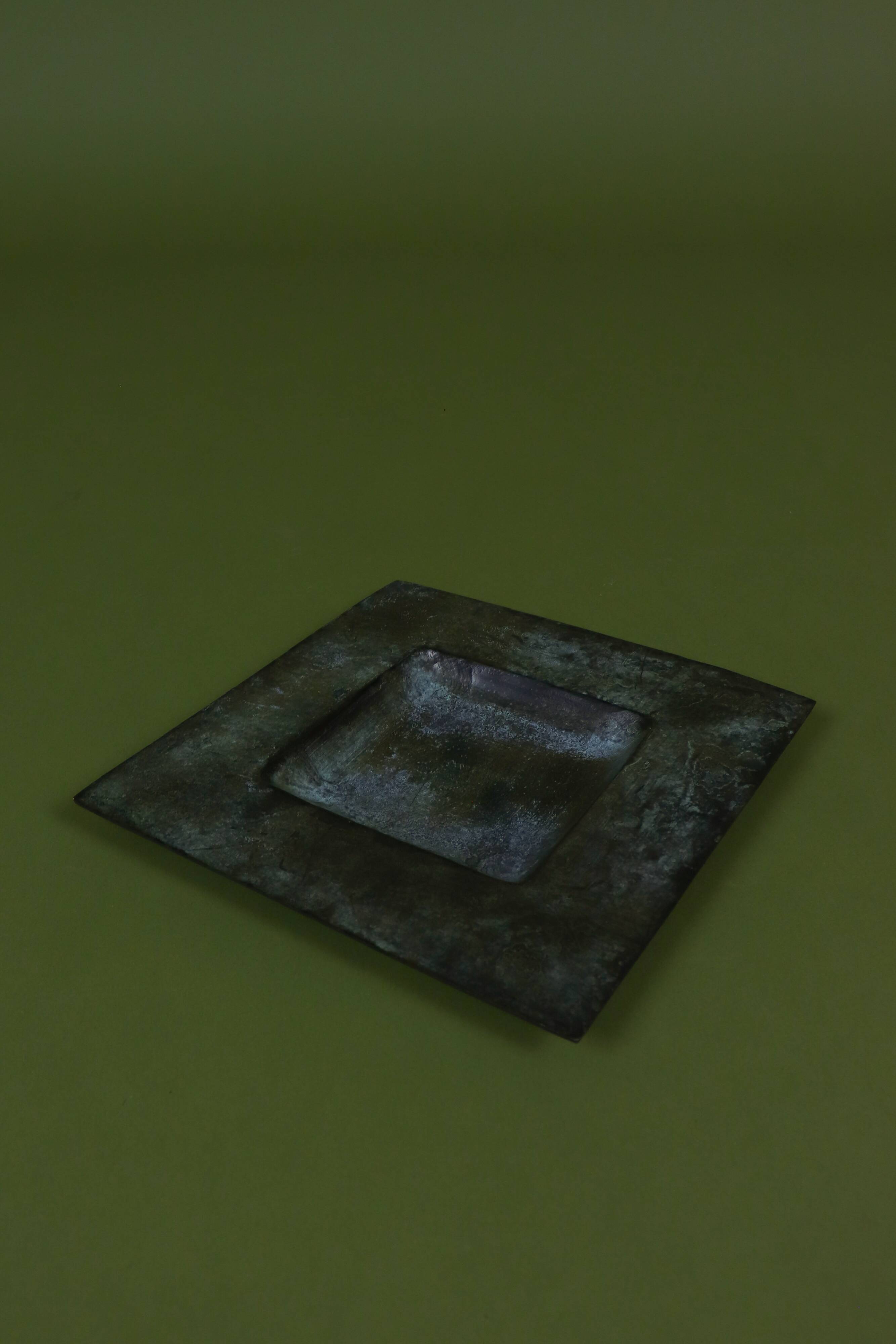 Brutalist metal patinated catchall bowl
