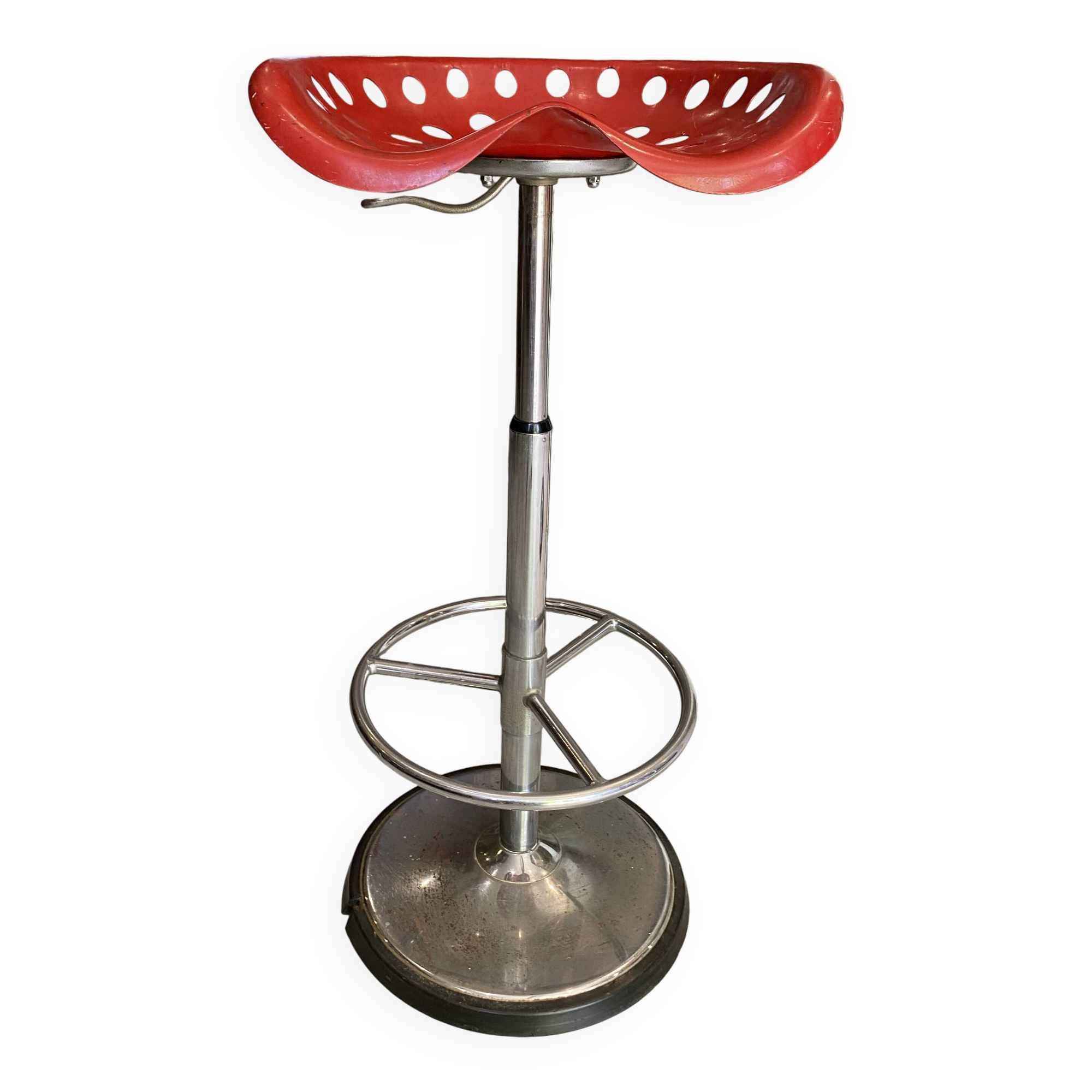 Red stool Faucheuse swivel Etienne Fermigier mirima 70