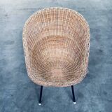Wicker lounge chair in the style of Dirk Van Sliedregt for Rohé Noordwolde, Netherlands, 1960s.