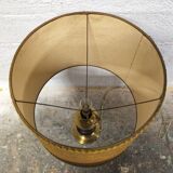 Large brass and wood lamp