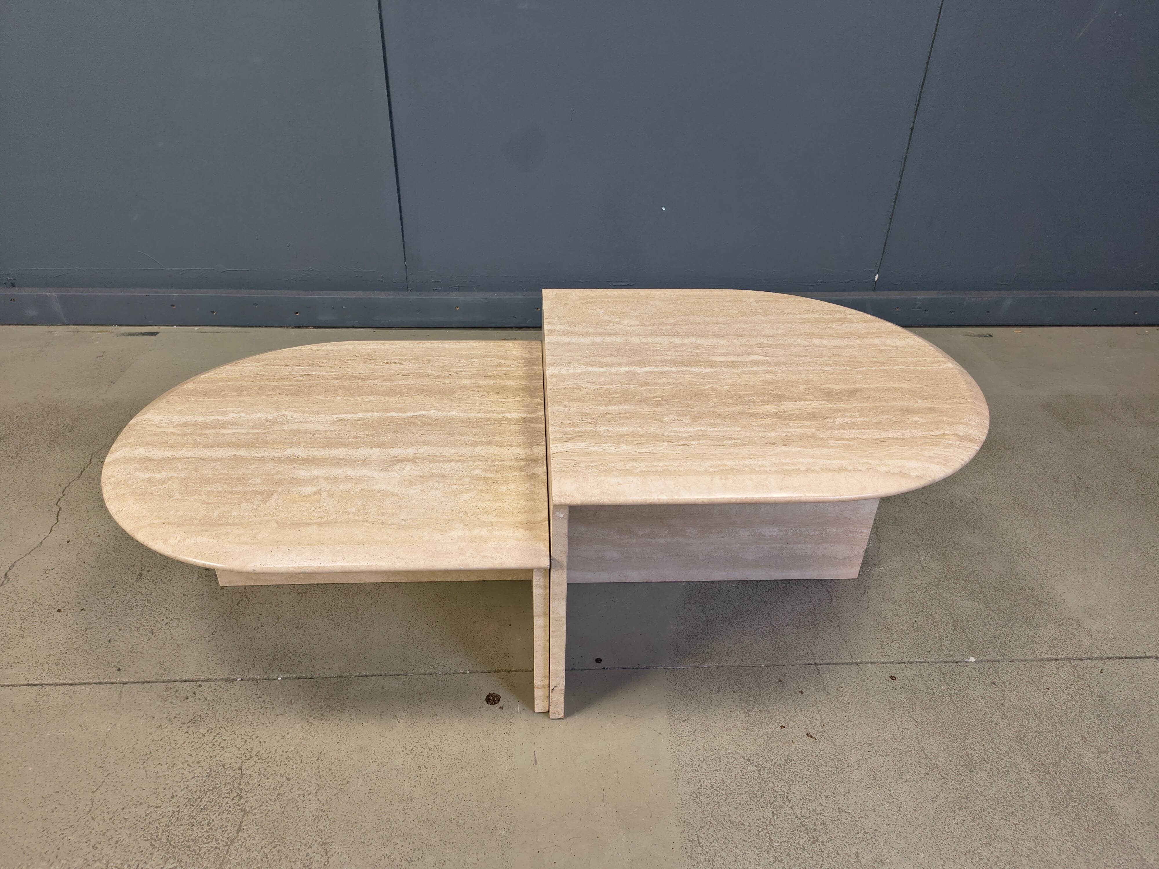 Pair of vintage travertine coffee tables or side tables, 1970s