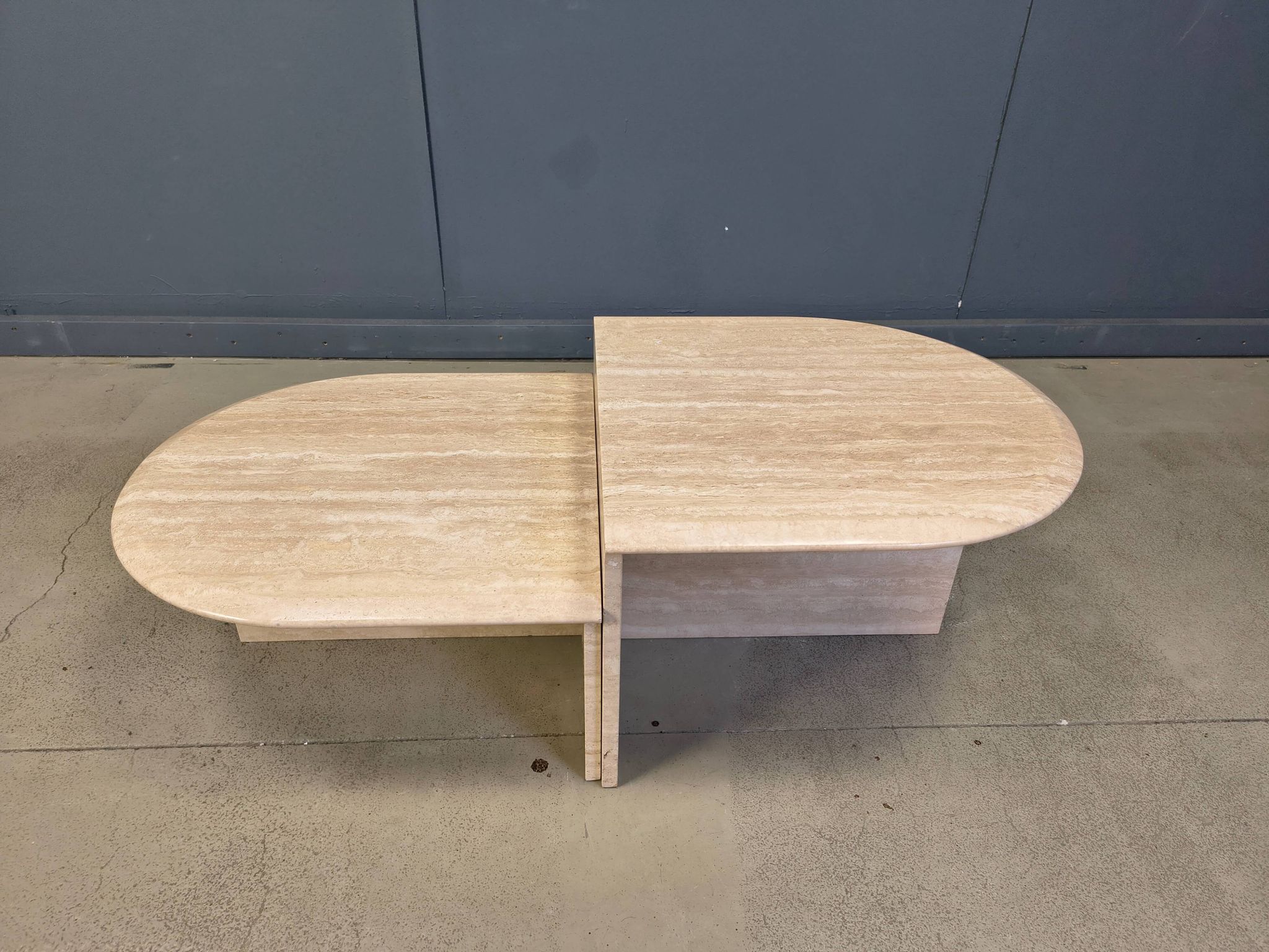 Pair of vintage travertine coffee tables or side tables, 1970s