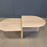 Pair of vintage travertine coffee tables or side tables, 1970s