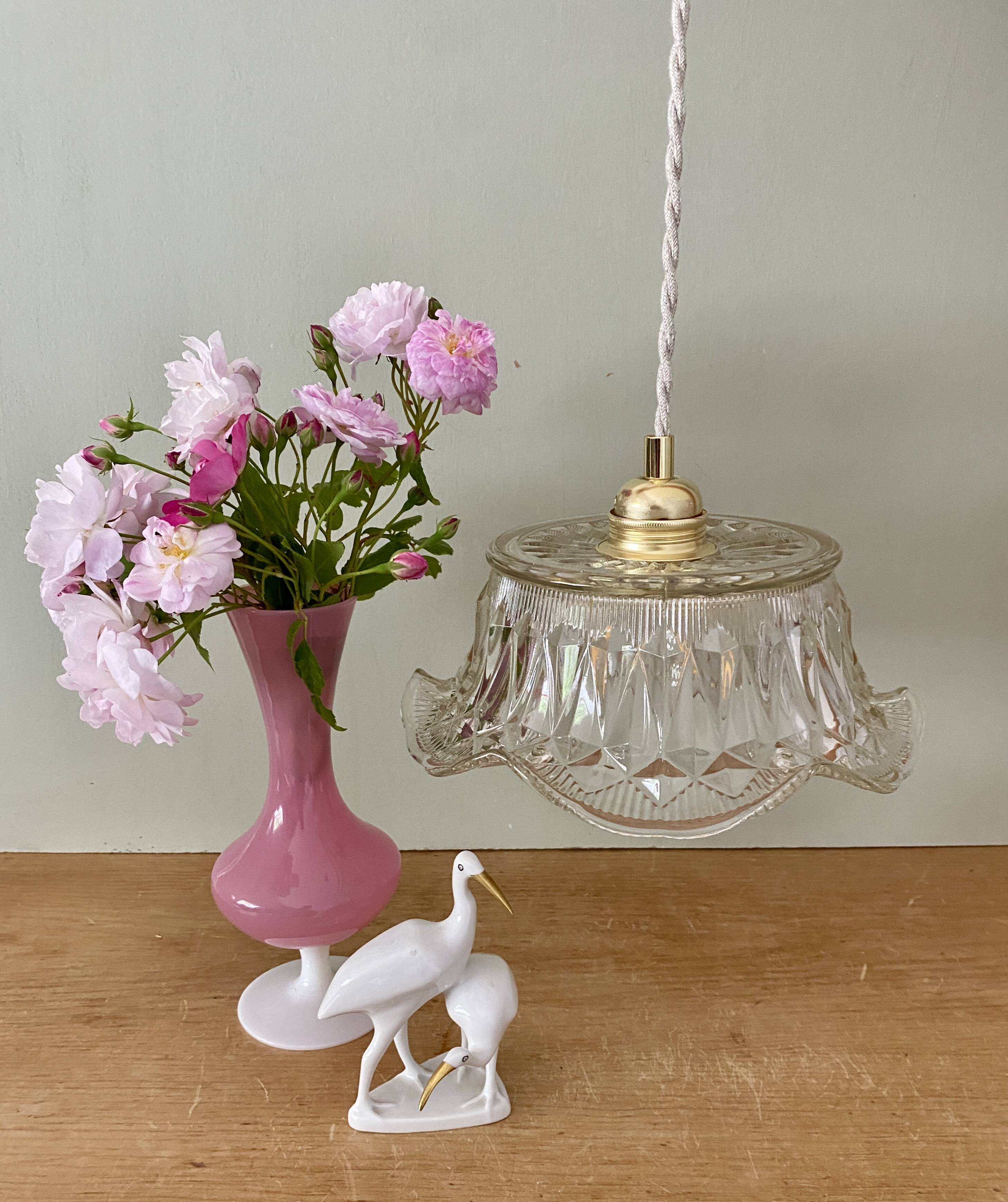 Vintage molded glass lampshade pendant light - tableware collection -