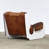 Original vintage mid century design armchair in brown leather, 1960s