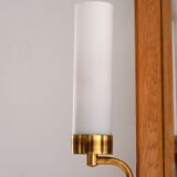 1950s Vintage Mirror with Integrated Brass Sconces