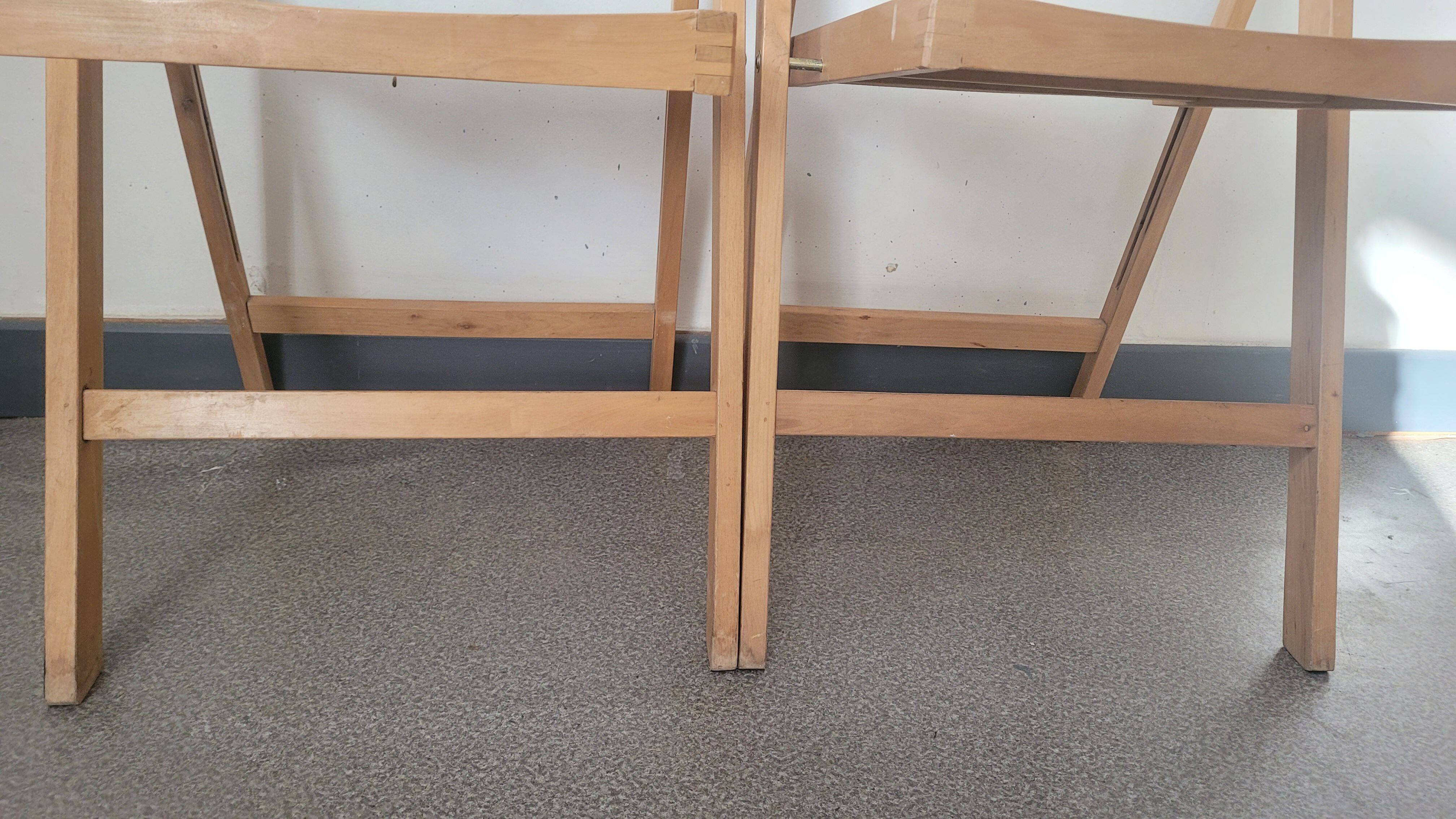 Pair of vintage wooden folding chairs