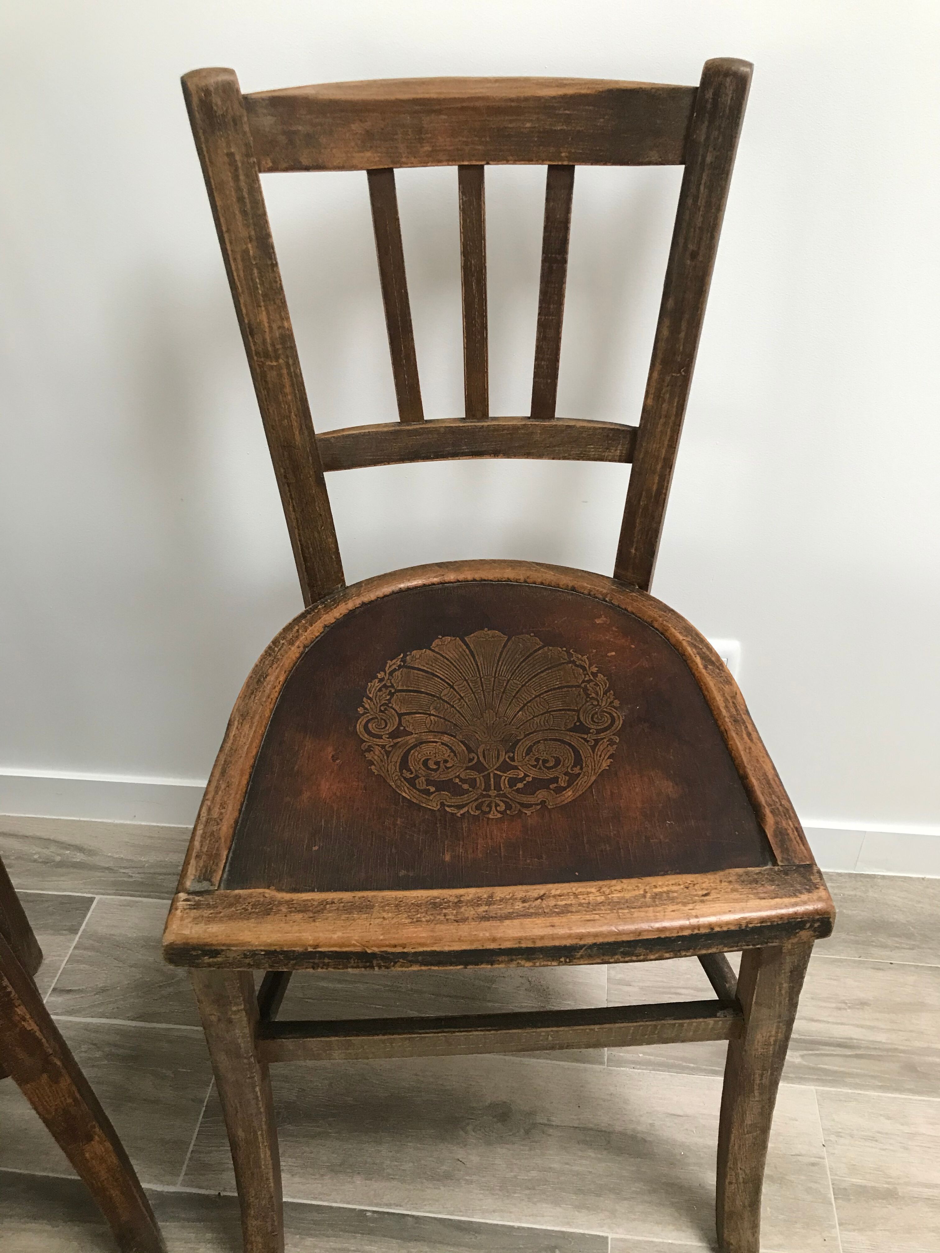 Engraved 1930 bistro chair