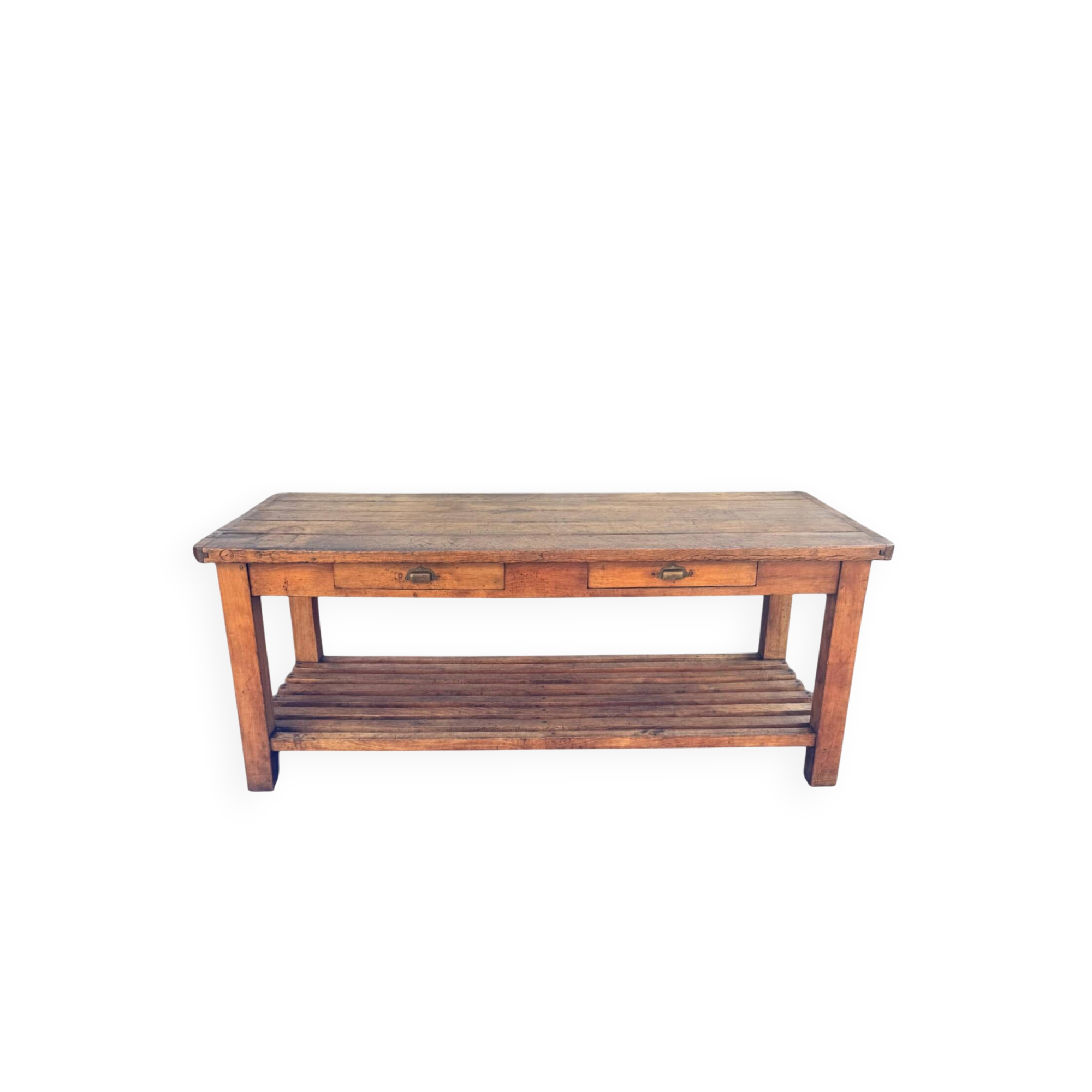 Large beechwood draper's table/counter, circa 1900s