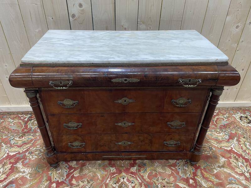 Commode époque Empire acajou marbre carrare