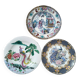 Set of 3 vintage plates gardens and Asian birds
