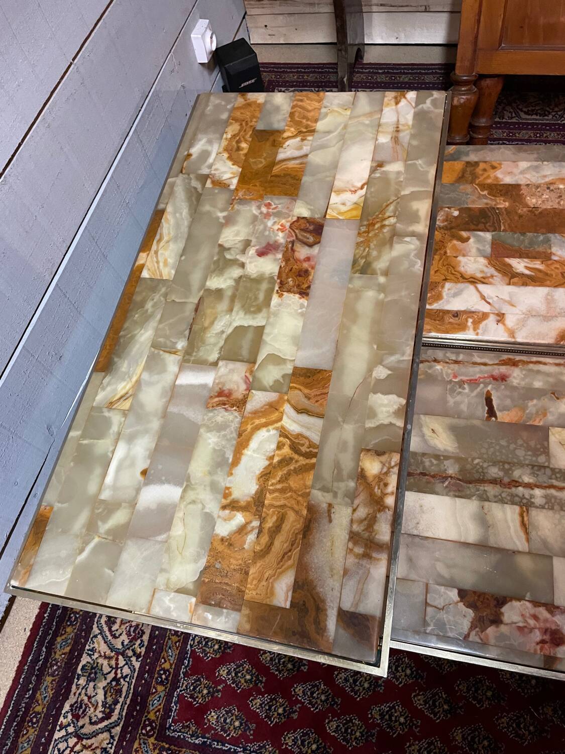 Nesting coffee table in onyx, 70s/80s design