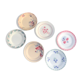6 mismatched vintage plates