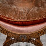 Chaise Curule en Noyer massif, goût Renaissance – Fin XIXe