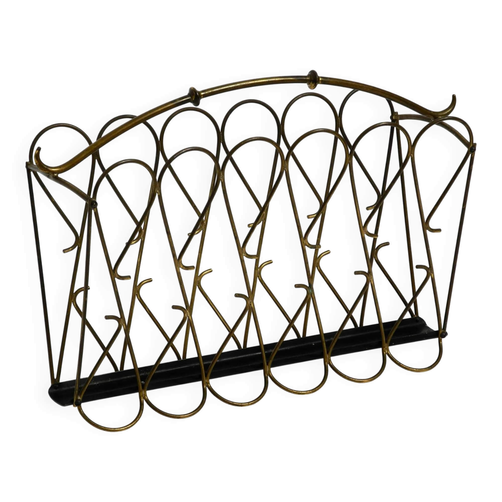 Italian mid century modern newspaper and magazine rack made of brass