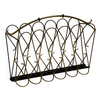 Italian mid century modern newspaper and magazine rack made of brass