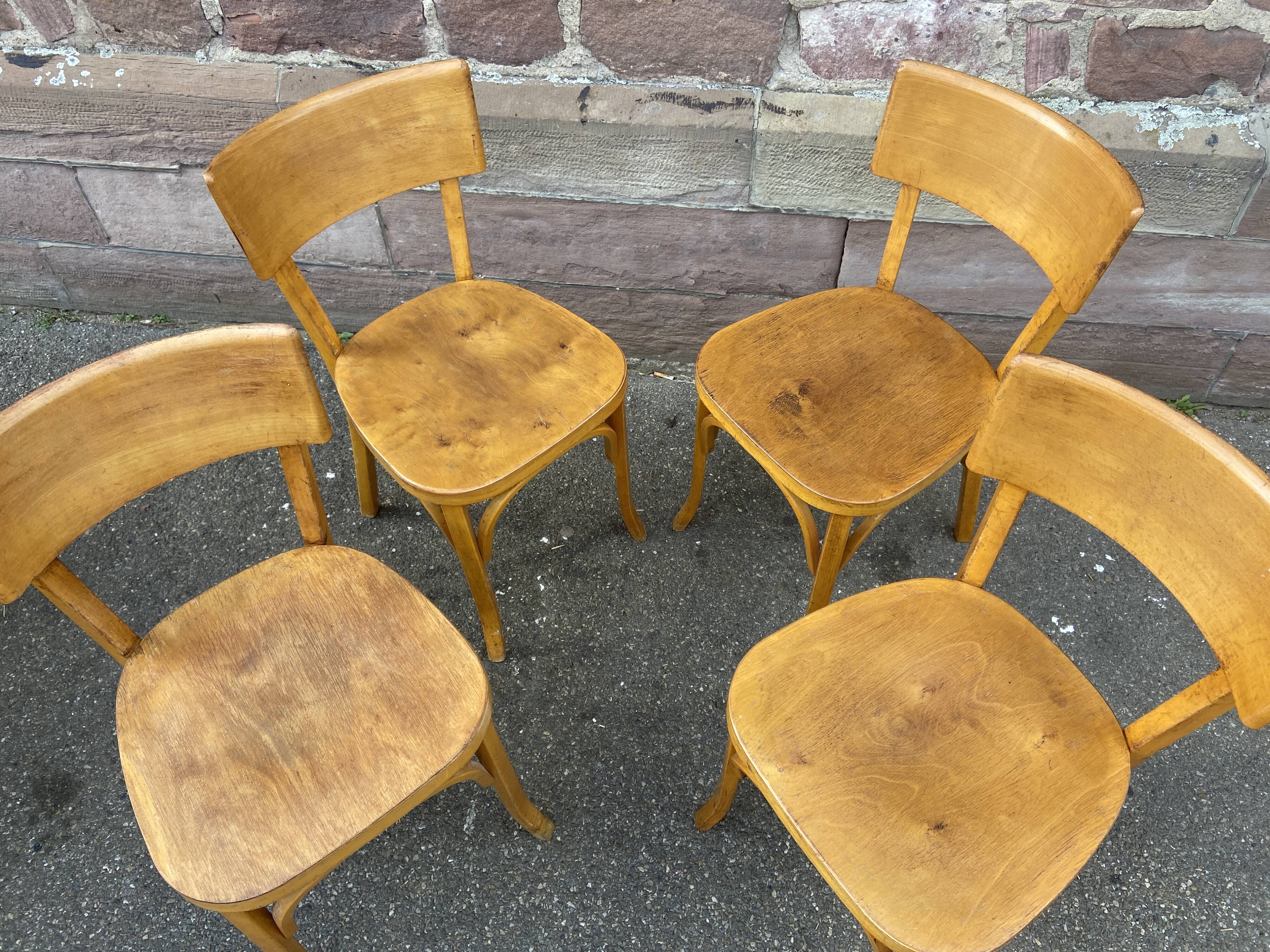 4 chairs bistro café baumann bentwood from the 1950s