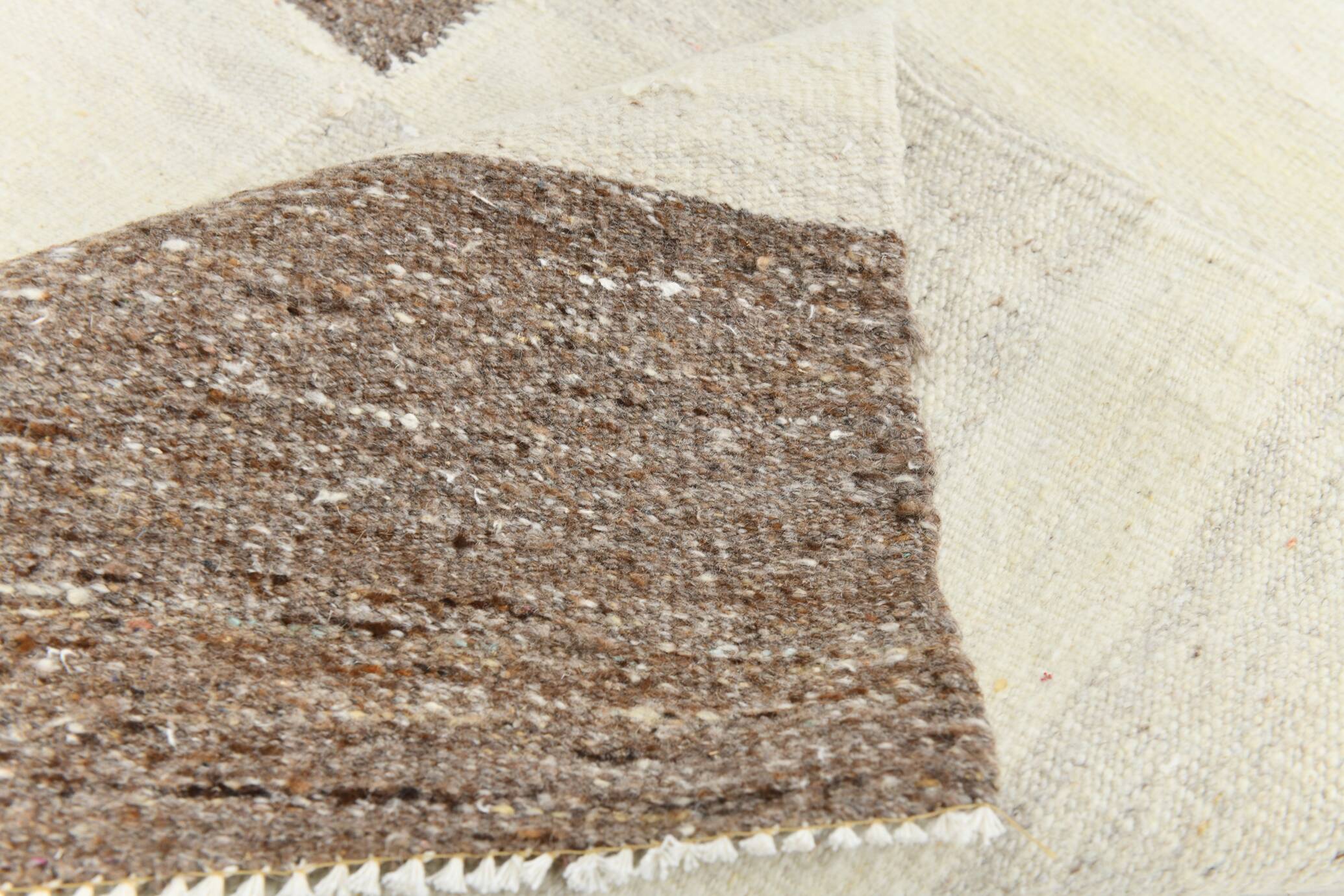 Cream & Brown Large Kilim Rug, 255x313Cm