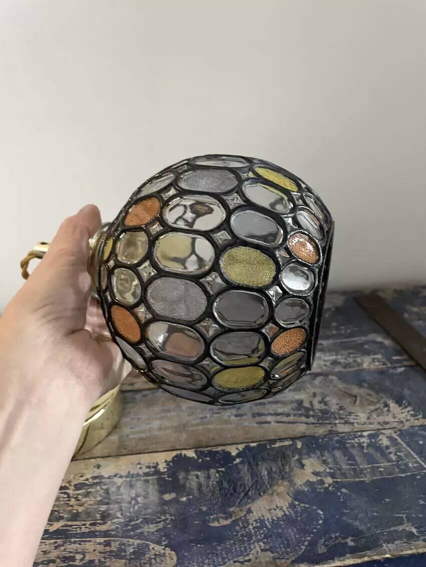 Multicolored faceted globe pendant light