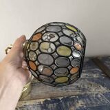 Multicolored faceted globe pendant light