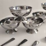 Set of 6 vintage stainless steel ice cream cups