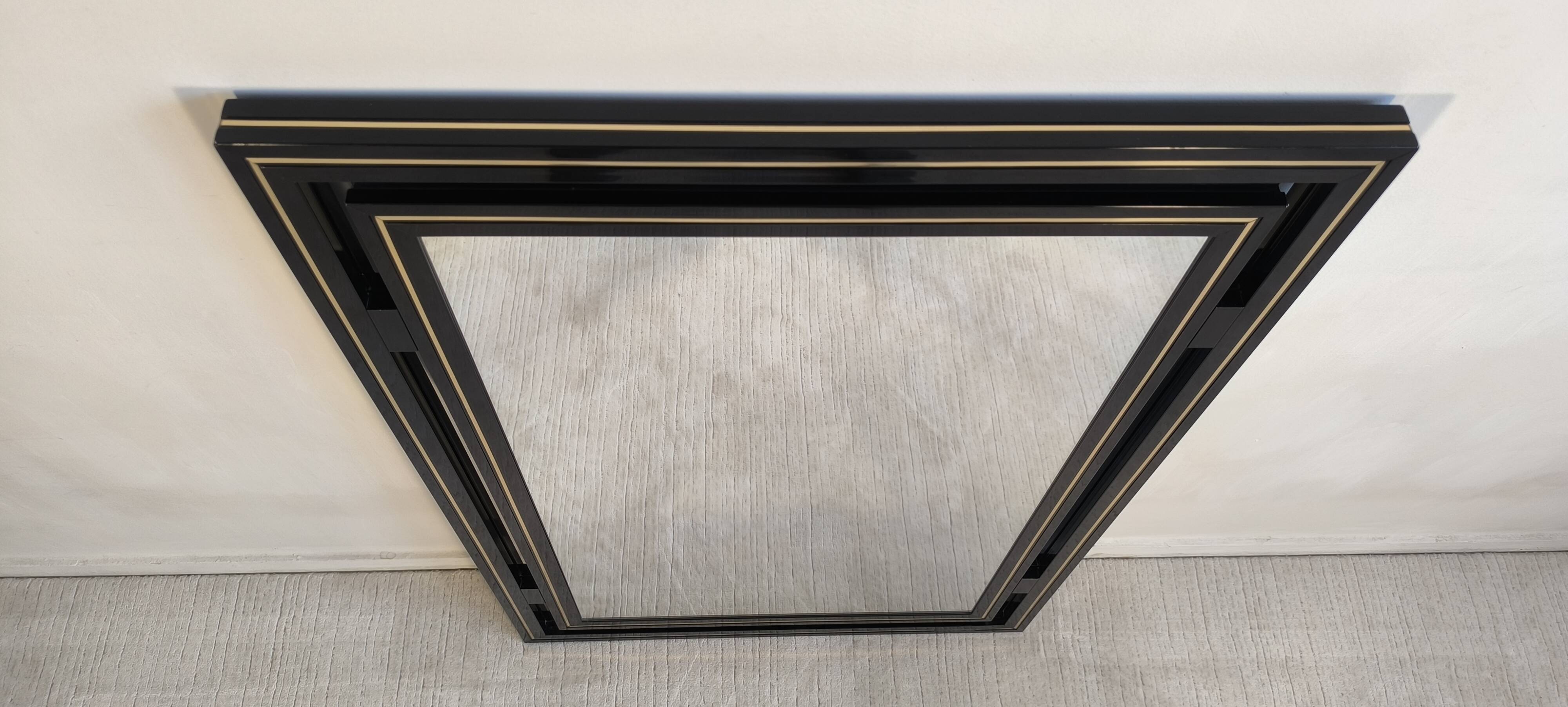 Miroir design Pierre Vandel Paris – Années 80 – Noir laqué
