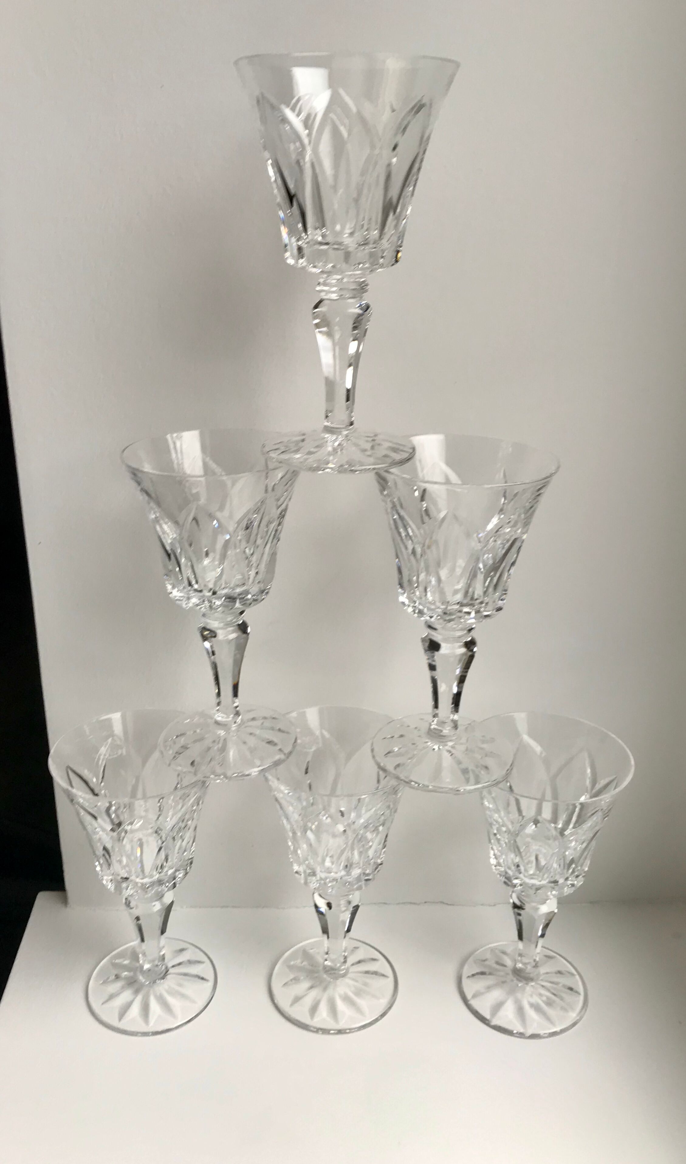 Set of 6 crystal wine glasses 50s