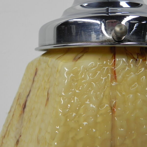 Suspension art déco avec abat-jour hexagonal en marbre